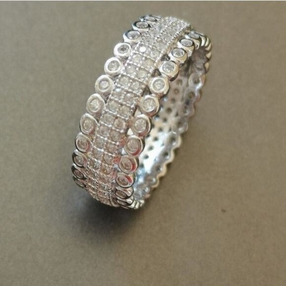 Sterling silver cz eternity band ring size 8 NEW - Picture 1 of 9